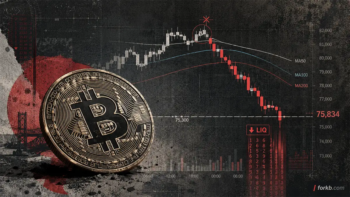 Bitcoin упал ниже $76 000