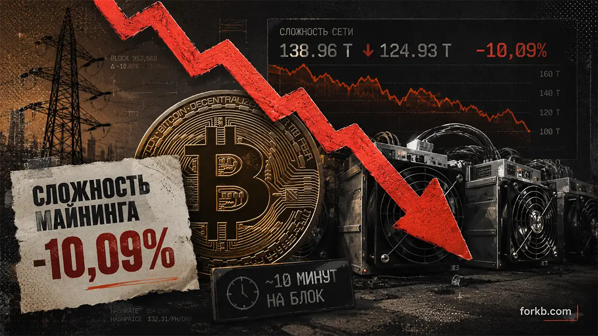 сложность майнинга Bitcoin упала